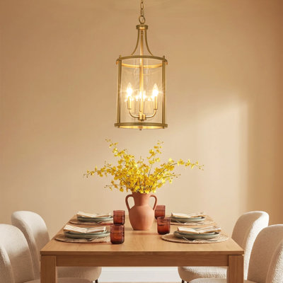 Modern Farmhouse 3-Light Clear Glass Cylinder Lantern Pendant