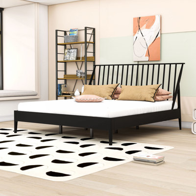 Wood Platform Bed with Headboard