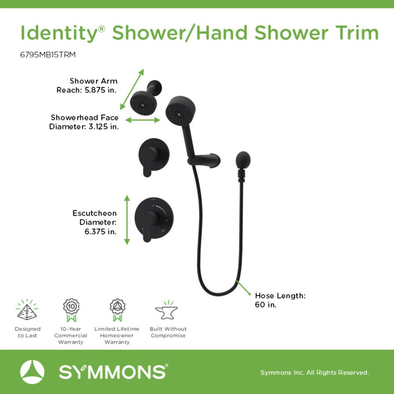 Identity HydroMersion Double Handle Shower System, Matte Black