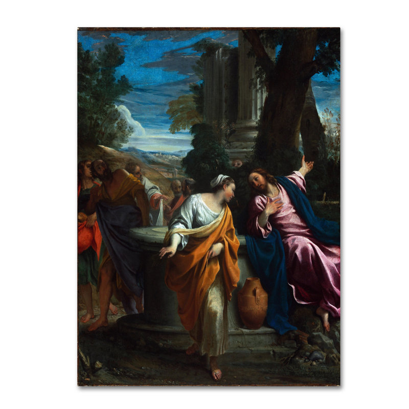 «Christ and the Samaritan Woman», reproduction sur toile tendue, H 19 po x l 14 po