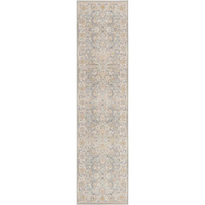 Tapis oriental gris à motif de nuages Lunnelle