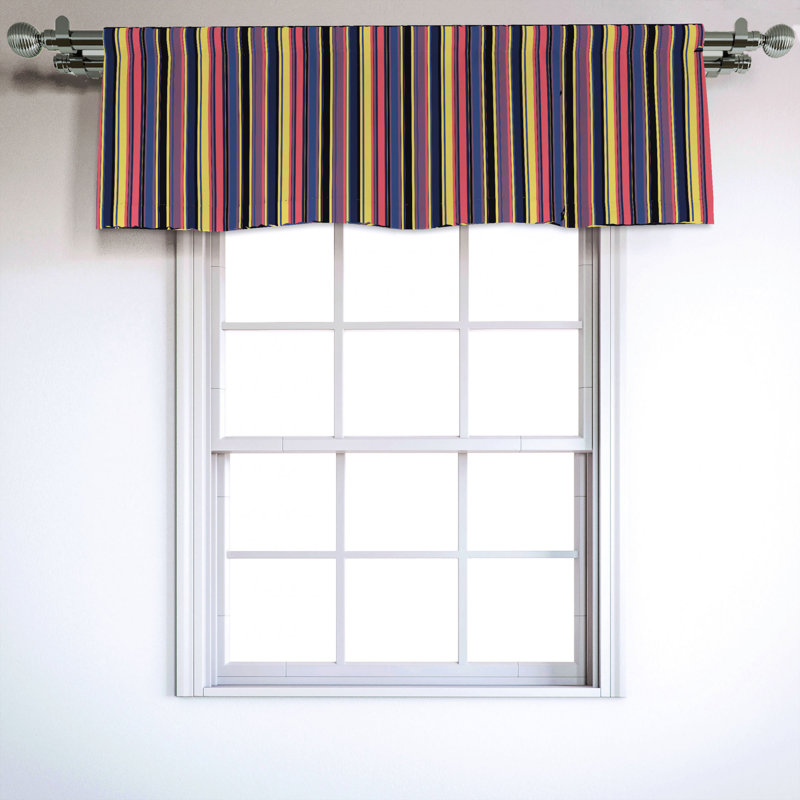 Multicolor Striped Sateen Rod Pocket Window Valance
