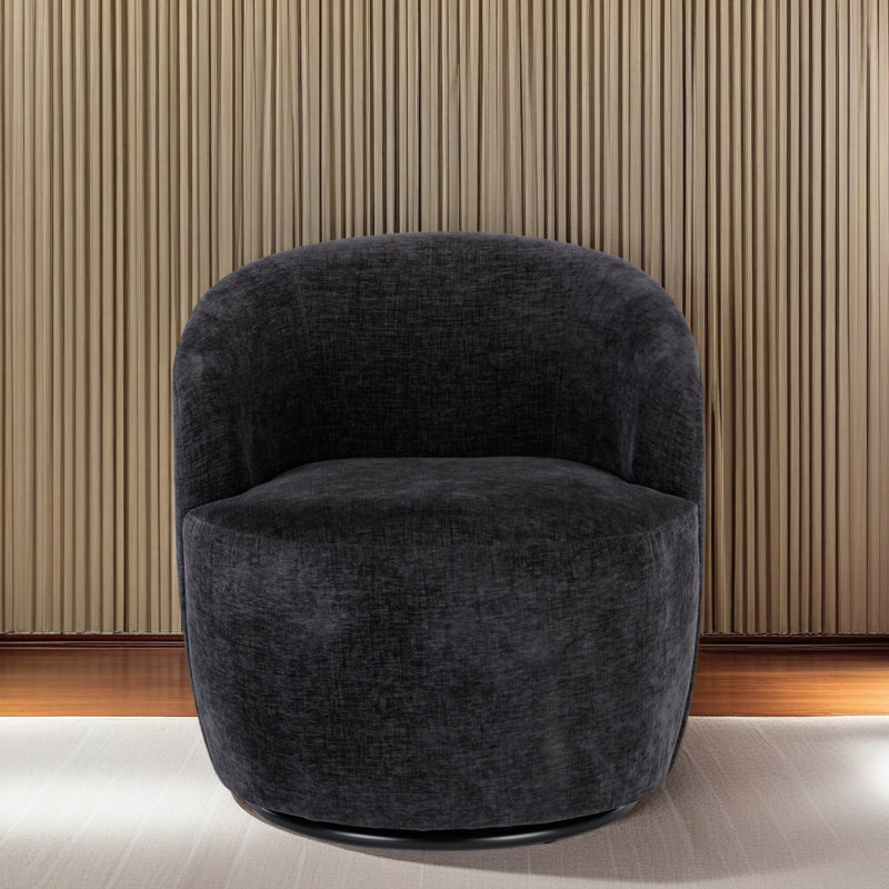 Fauteuil demi-tonneau Chenille, Noir, noir, noir, noir