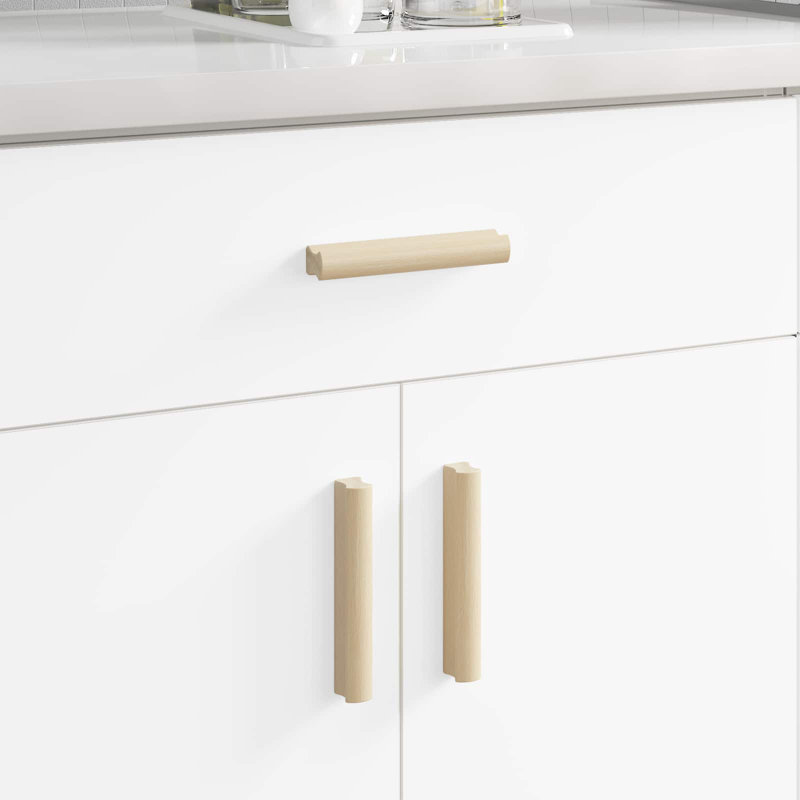Vidaxl Straight Handle Natural Wood Color Cabinet Hardware Furniture Handles