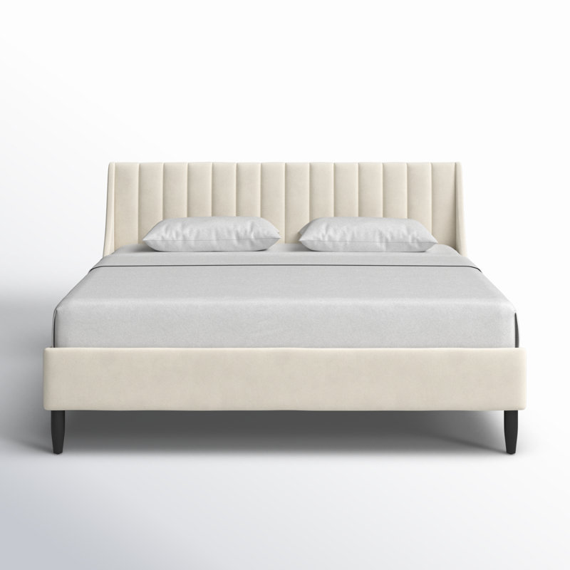 Helaina Upholstered Wingback Bed, King, French Beige Velvet