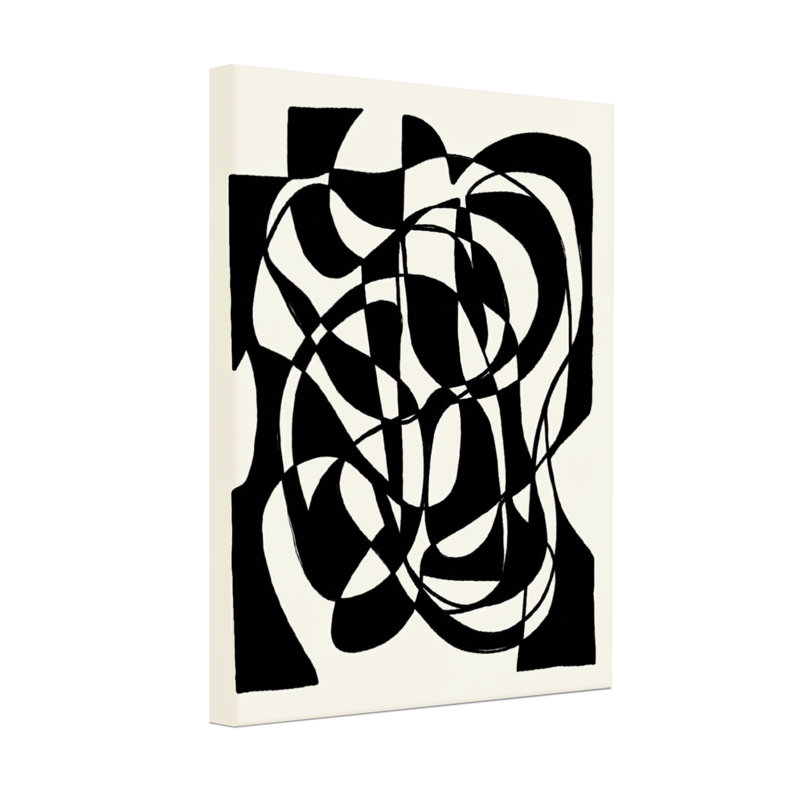 Abstrait abstrait motif géométrique noir et blanc, H 18 po x l 12 po