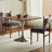 Dark walnut Gold Rectangular Solid Wood Stainless steel Dining table-840285856