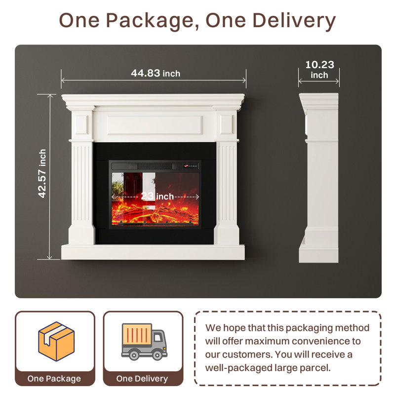 Electric Fireplace with Mantel, Electric Fireplace Insert, With Timer, Remote Control, Adjustable Flame Color, 1400W, 45"