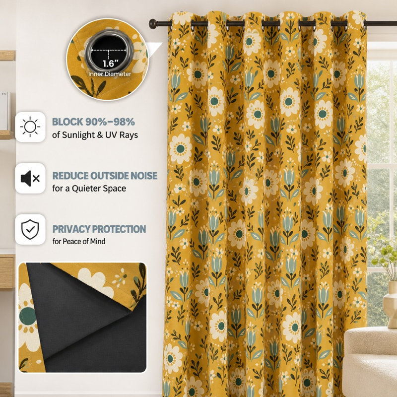 Blackout Curtain Panel Pair, 53*73inch*2pcs