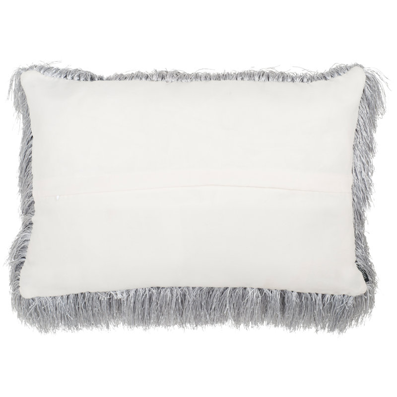 Silver Shag Polyfill Rectangular Outdoor Throw Pillow