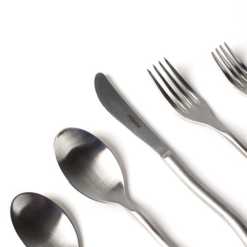 Squiggle Stainless Steel Flatware - Set of 5, Matte Silver