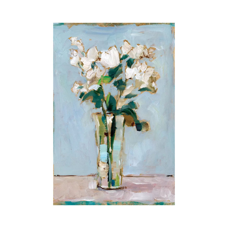 «White Floral Arrangement I» par Ethan Harper - reproduction d'art, Toile tendue, Pas de tapis, H 48 po x l 32 po x P 1,5 po