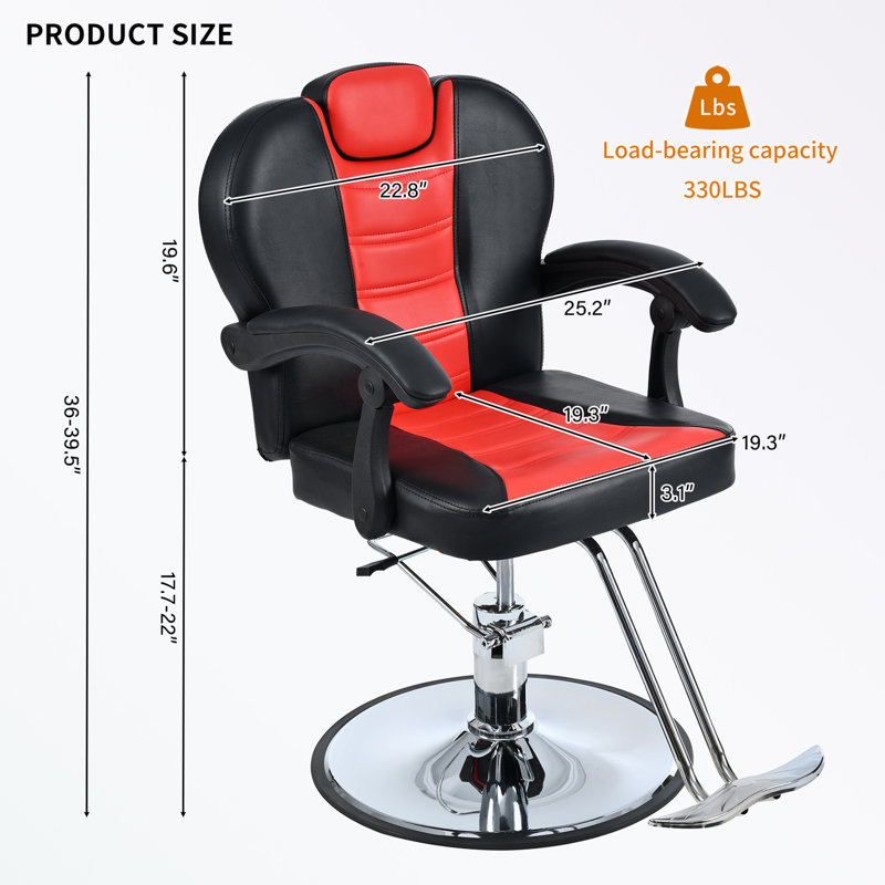 Swivel Reclining Chair with metal footboard, Red+Black