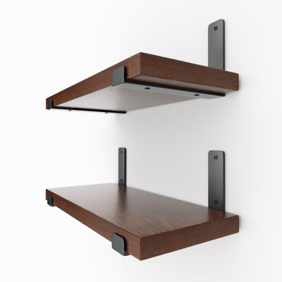 Wall-Mounted Floating Shelves Bracket Shelf  Wood Wall Shelves Wood Floating Shelves With J Brackets For Bedroom, Living Room，Kitchen, Bathroom