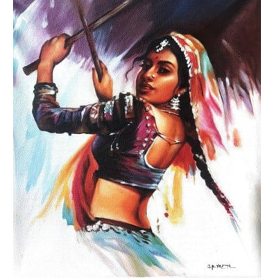 Gujarati Dancing Lady | Oil On Canvas | By Jai Prakash Verma