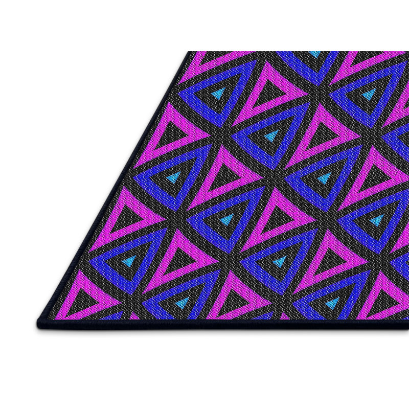 Tapis bleu/rose à motifs Monson, Rectangle 5 pi x 7 pi