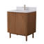 Meuble-lavabo sur pied moderne Tennant Brand 30 pouces, chêne chaud brun fumé, lavabo simple, comptoir en quartz blanc, entièrement assemblé