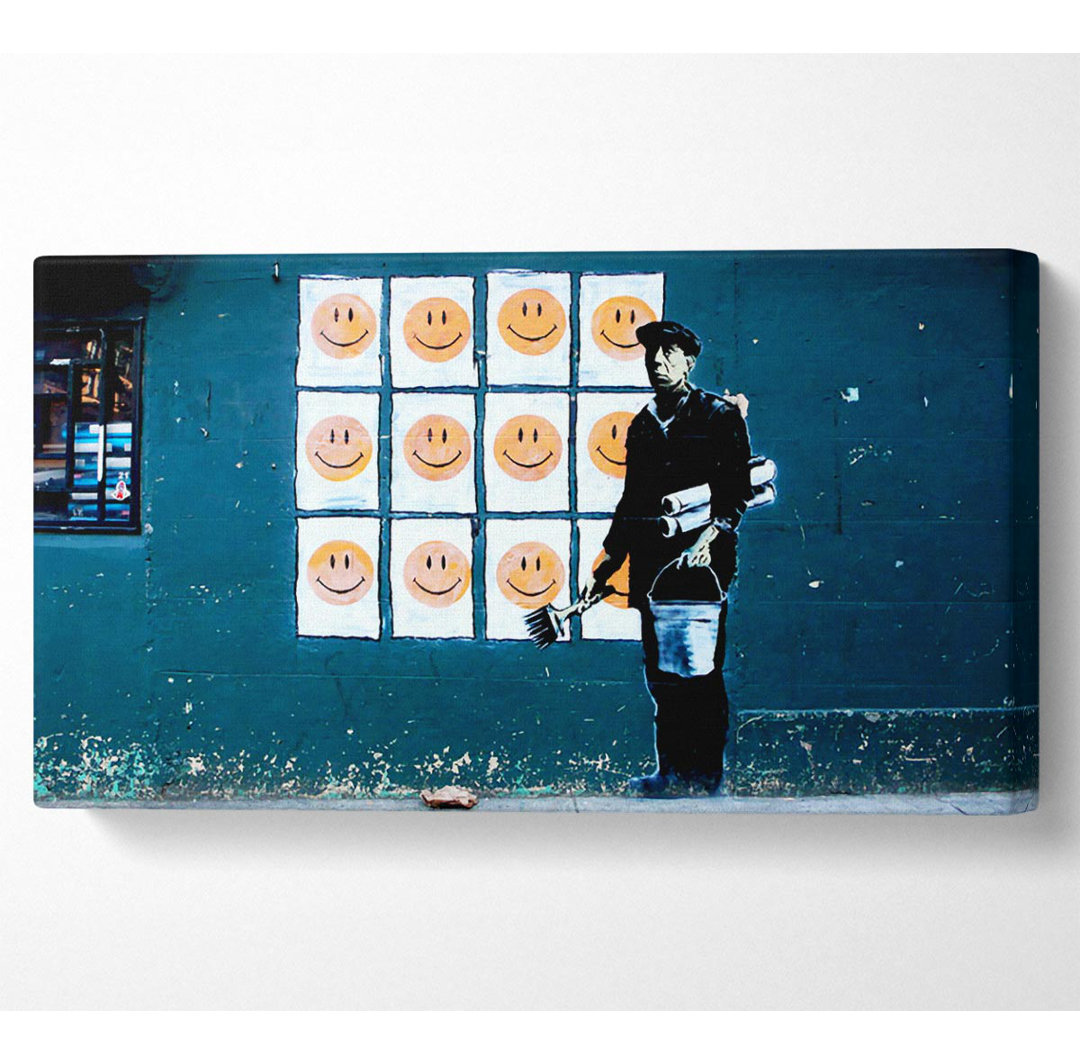 Smiley-Poster - Leinwand-Panorama-Kunstdrucke auf Wrapped Canvas