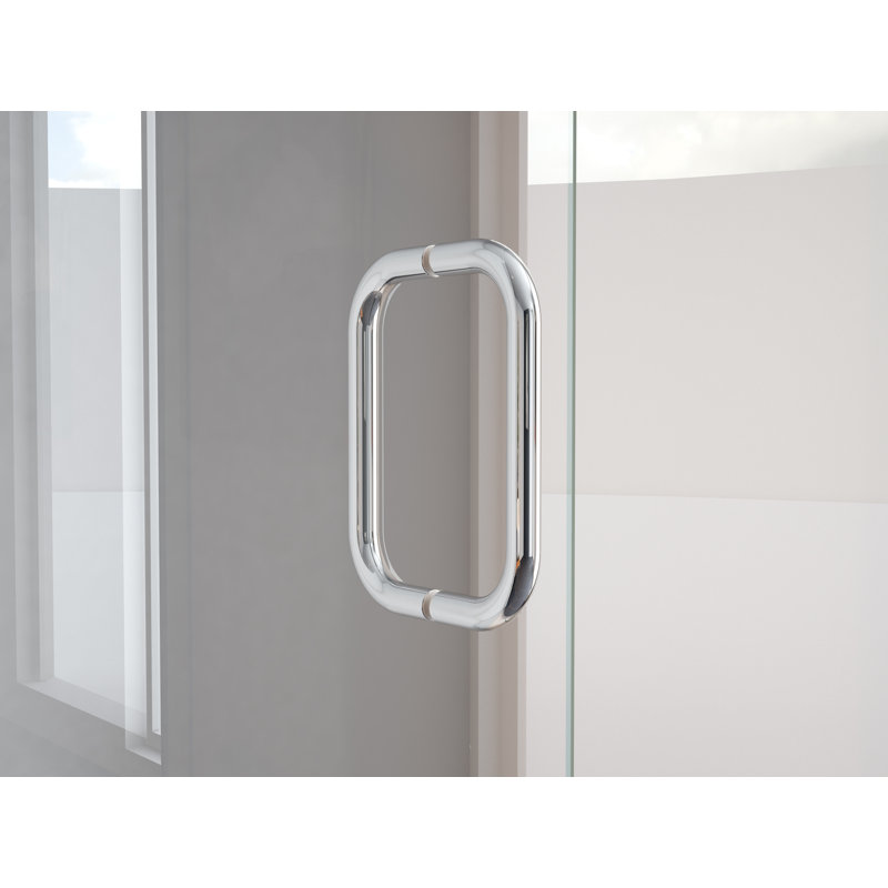 Illusion Series 42" x 70" Hinged Frameless Shower Door, Brite Silver (Chrome)