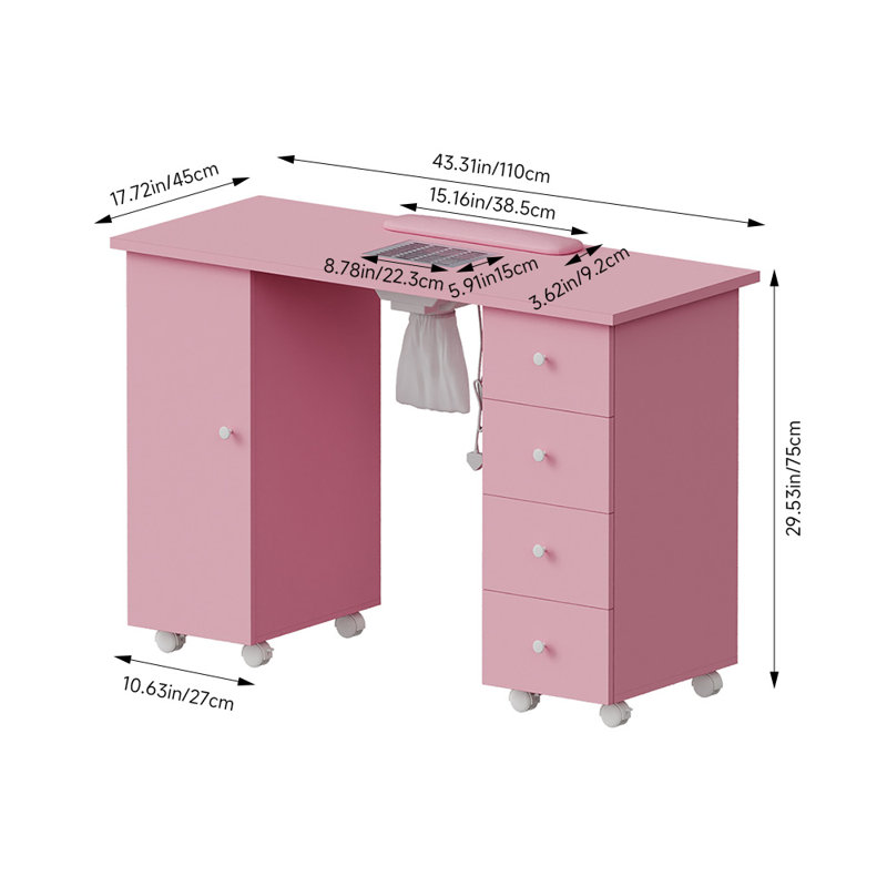 110cm x 45cm Makeup Organiser, Pink