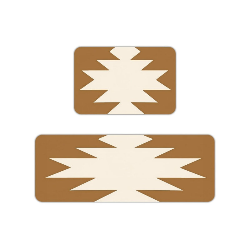 Tapis de cuisine à motif géométrique brun et brun, paquet de 2, pour la cuisine et le vestibule