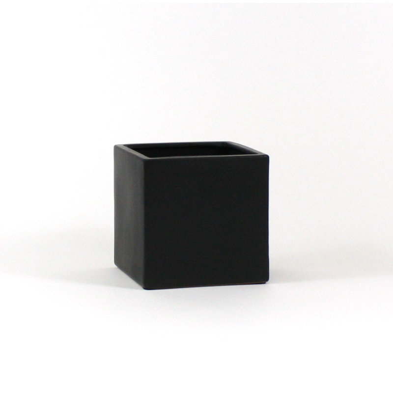 Vase de table carré en céramique cube, Noir, H 6 po x l 6,5 po x P 6,5 po