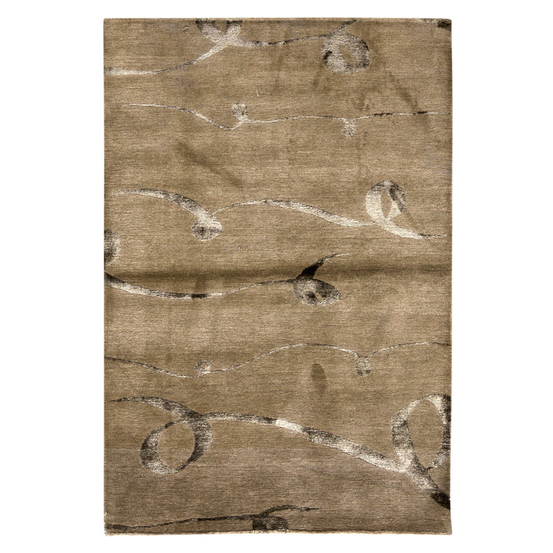 Hand Knotted Area Rug in Gold