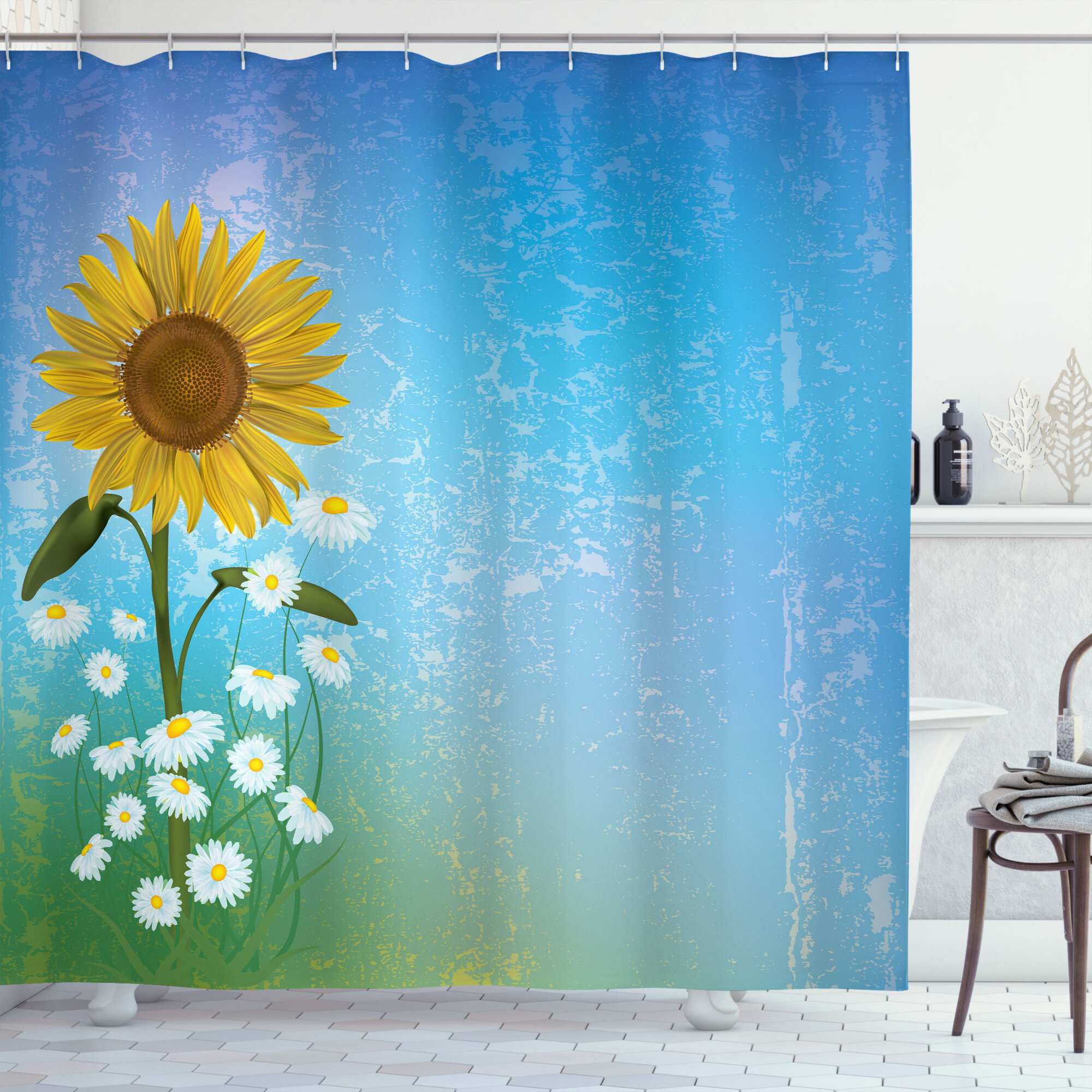 Sunflower Shower Curtain Set + Hooks East Urban Home Size: 84 H x 69 W