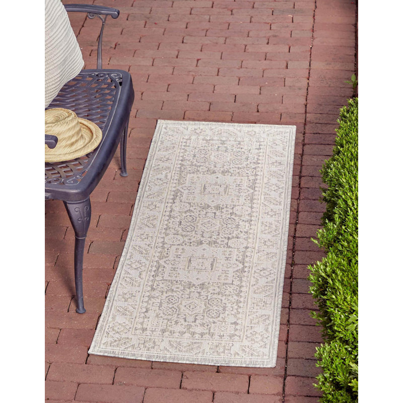 Tapis intérieur / extérieur beige Danera, Tapis de couloir 2 pi x 7 pi 10 po