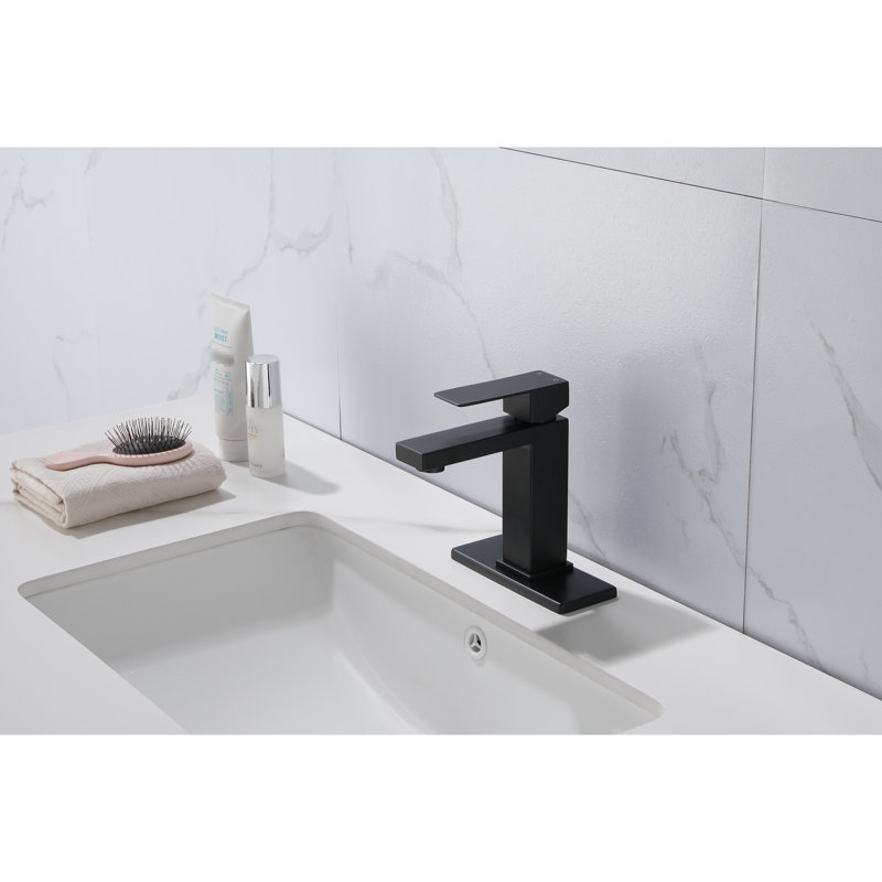 Single Handle Bathroom Sink Faucet With Pop - Up Drain  Overflow , Matte Black, Bubble Packed Water Flow And Rust Retarding Finish