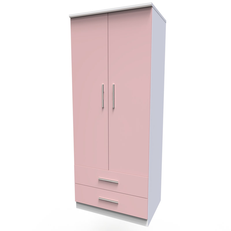Fully Assembled Knightsbridge 2 Door Wardrobe, Pink/White