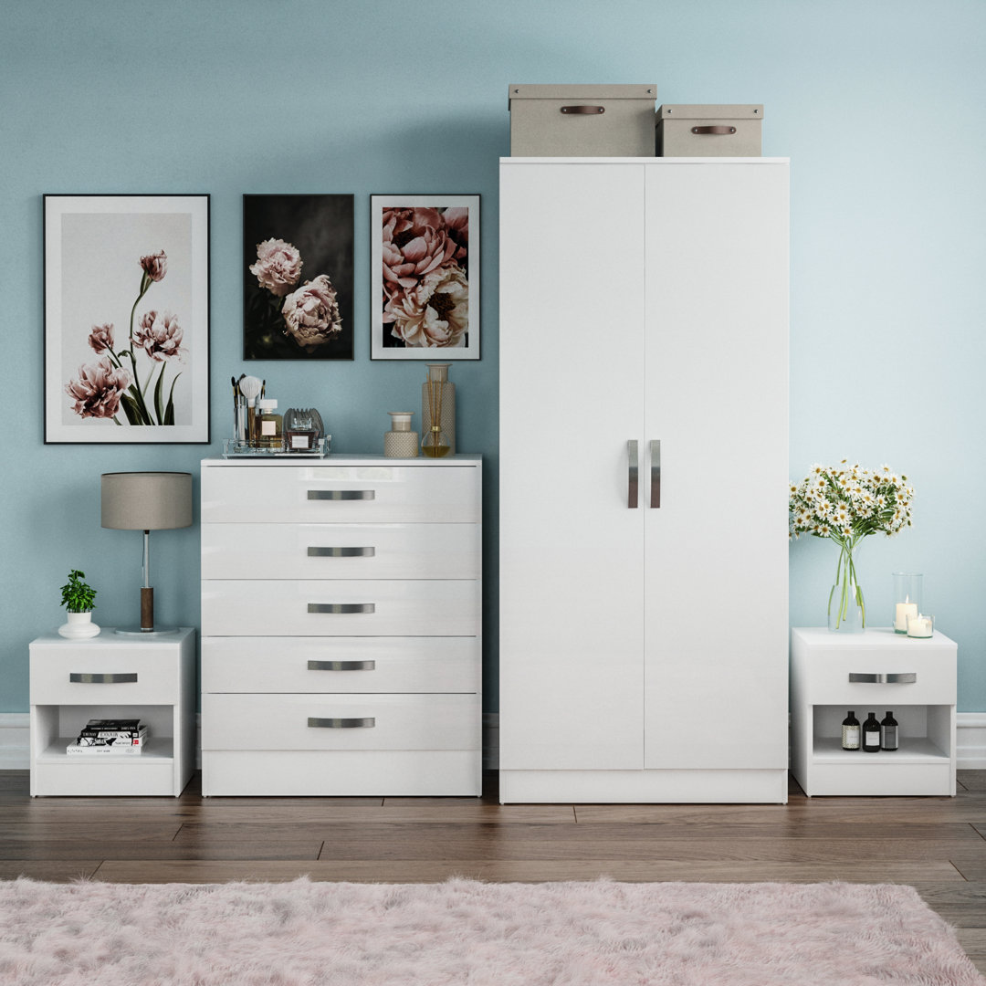 17 Stories 4-tlg. Schlafzimmermöbel-Set Arkadij Farbe: Weiß