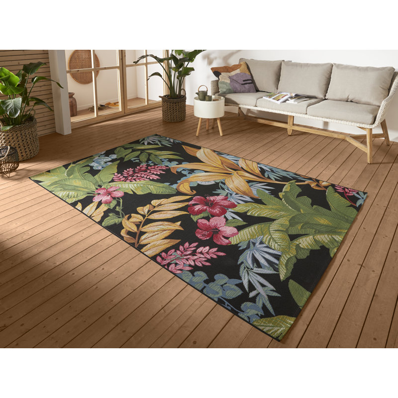 Flowers Green/Red Indoor/Outdoor Rug, Rectangle 120 x 180cm