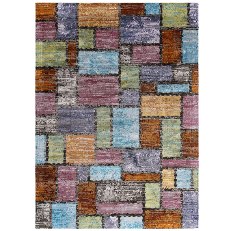 Modway Porch & Den Hobart Abstract Geometric Mosaic Area Rug, Rectangle 4' x 6'