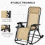 2 chaises berçantes à gravité zéro, fauteuil inclinable d'extérieur pliable avec coussin, porte-gobelet et support pour téléphone, beige, sièges d'extérieur en acier, fauteuil inclinable robuste, sans assemblage