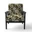 Fauteuil d'appoint rembourré blanc et vert avec motif botanique II