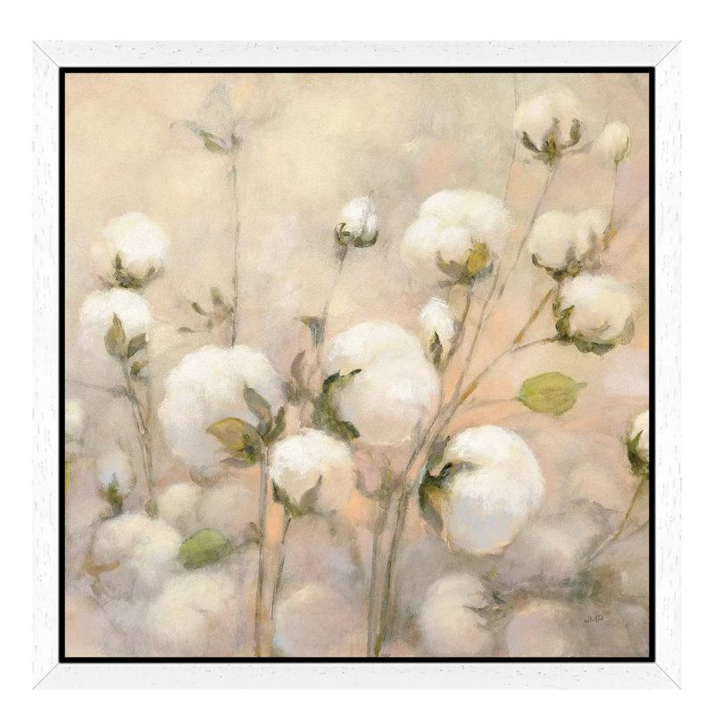 Cotton Field, Close Up by Julia Purinton - Print on Canvas, White Framed, 93.98 cm H x 93.98 cm W