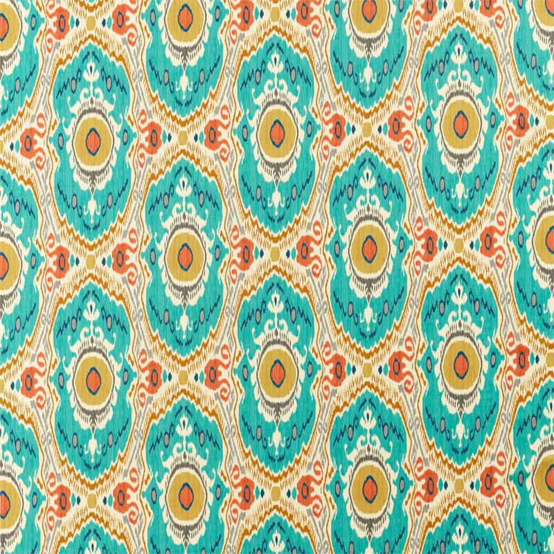 Niyali Fabric, Teal/Saffron