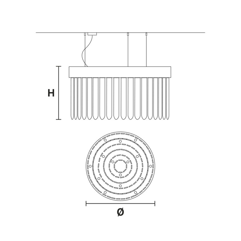 Lustre tambour clair, verre circulaire Kaplan, Argent, H 24 po x l 54 po x P 54 po, Transparent