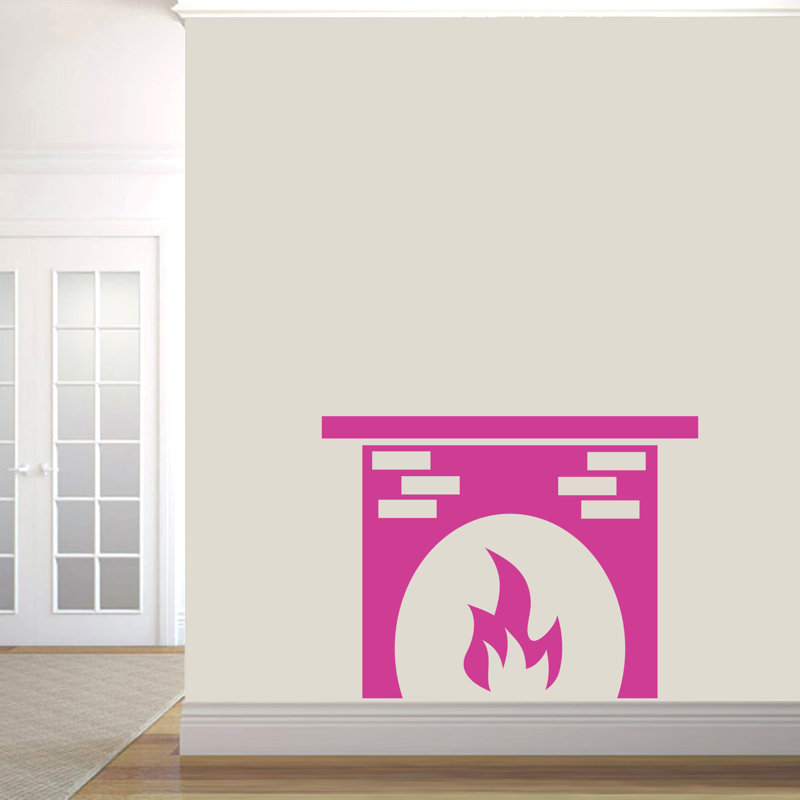 Décalcomanie murale cheminée Turley, Rose vif
