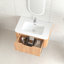 Meuble-lavabo de salle de bain flottant 30 po au fini noyer naturel, bords arrondis lisses, cuve en céramique blanche, pré-assemblé, tiroir intelligent, mécanisme de fermeture en douceur