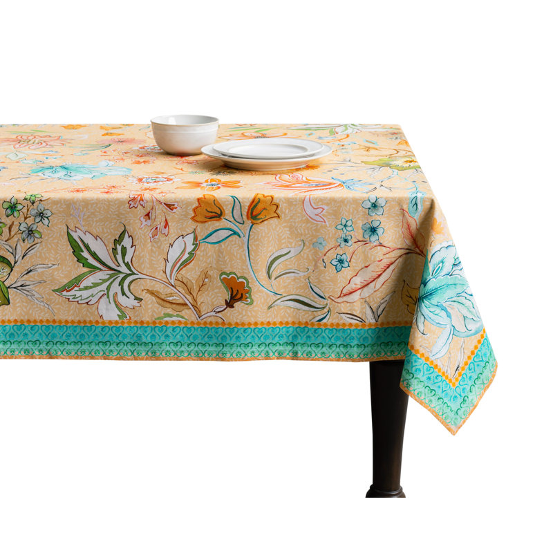 Maison d' Hermine Table Cloth Square Table 100% Cotton 60 x 60 Inches Tablecloth Reusable Decorative for Dining Room Farmhouse Home Valentines Day Decorations Spring Summer - Luxury Loft - Peach