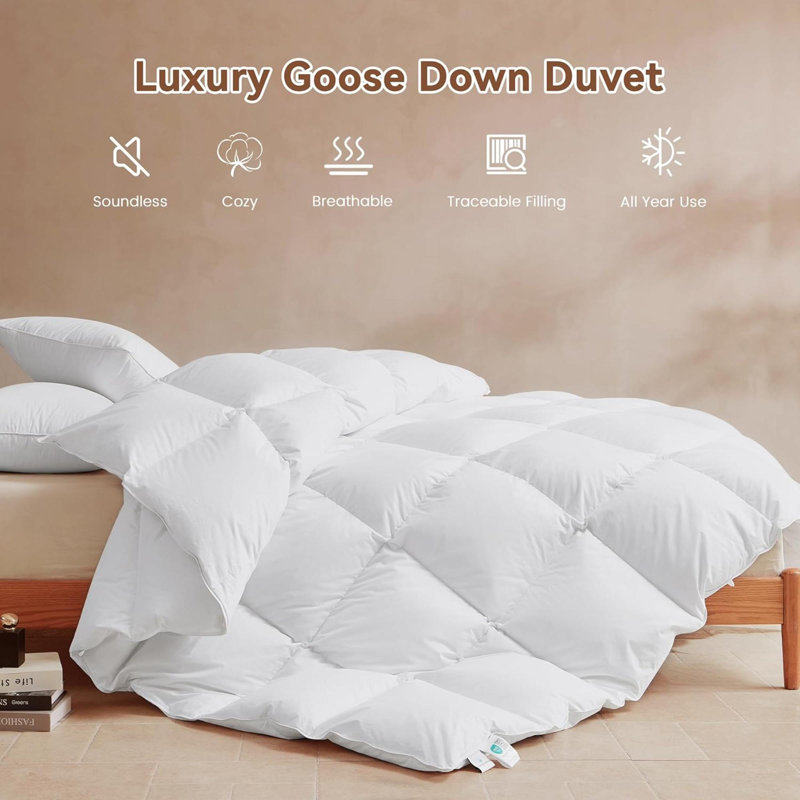 Édredon en plumes de luxe Luxury, Blanc, Très grand lit