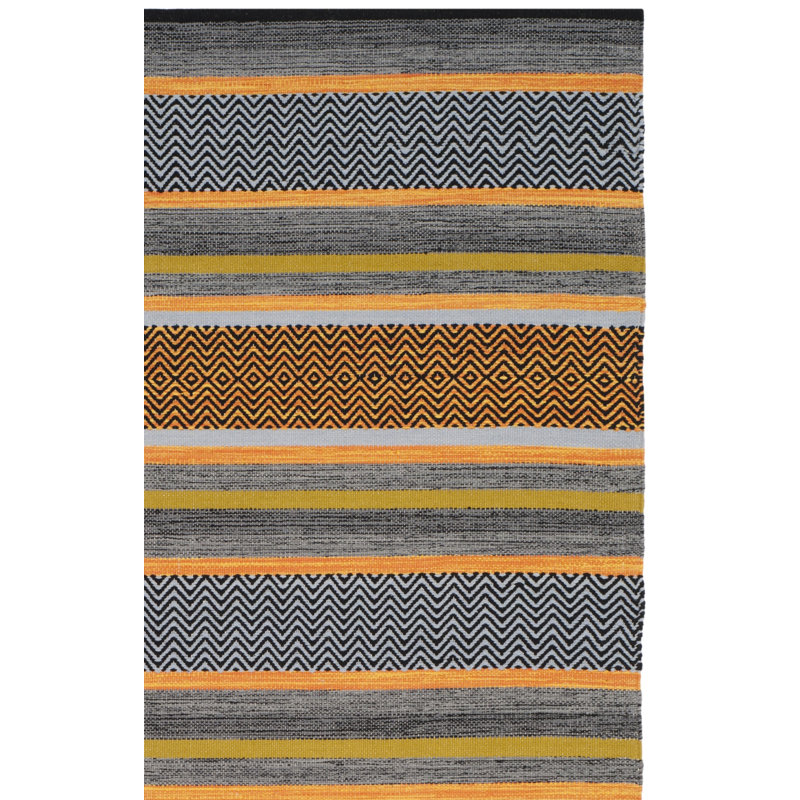 Fitzsimmons Hand Woven Cotton Striped Rug, Runner 2'6" x 10'