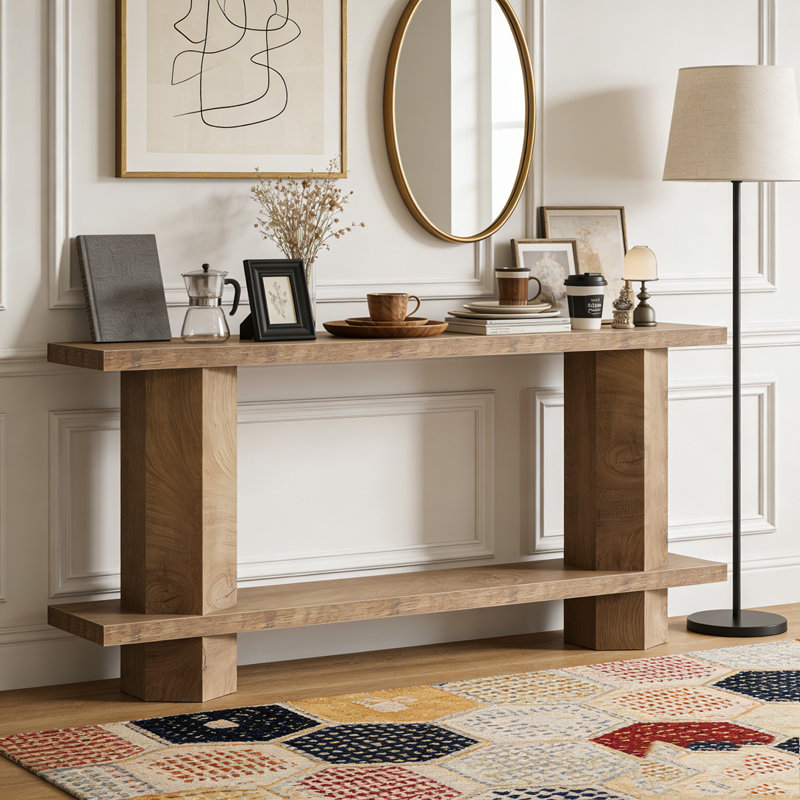 2-Tier Hallway Sofa Table Behind Couch