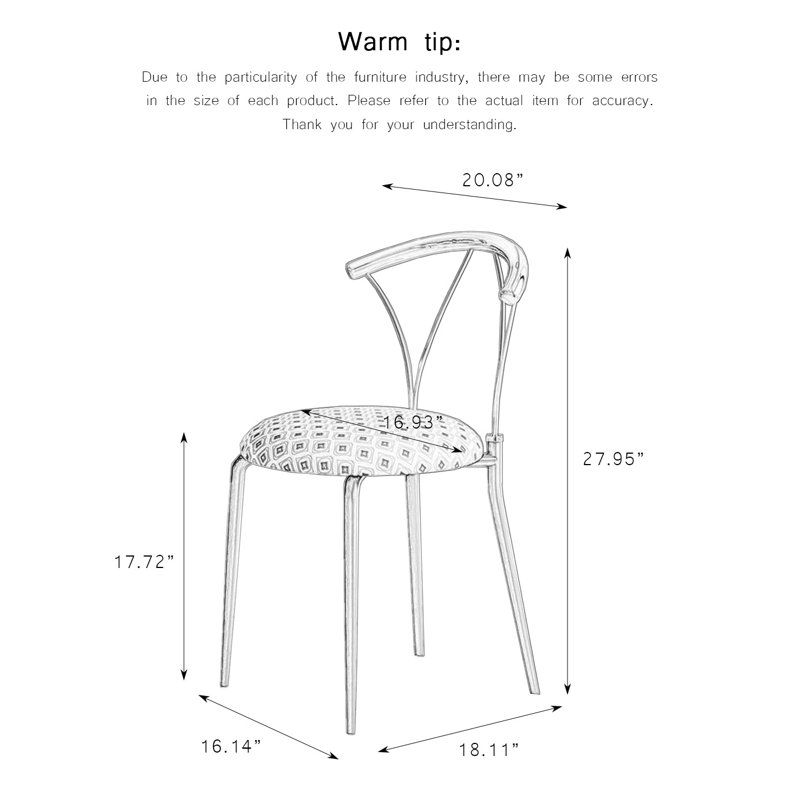 Chaise de salle à manger avec pieds en acier vintage French