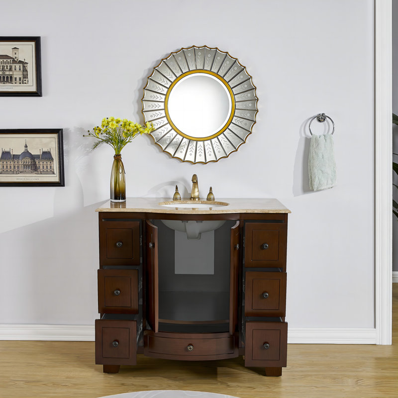 Meuble-lavabo simple 40 po avec dessus en marbre Sharitta