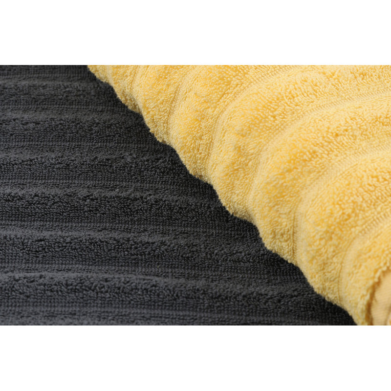 Ensemble de 2 essuie-mains 100% coton 2 pièces, Jaune / gris