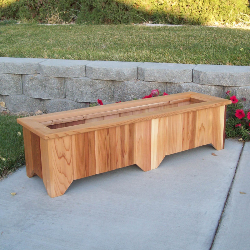 Cainsville Handmade Wood Planter Box, Cedar Stain, 13" H x 50" W x 15" D