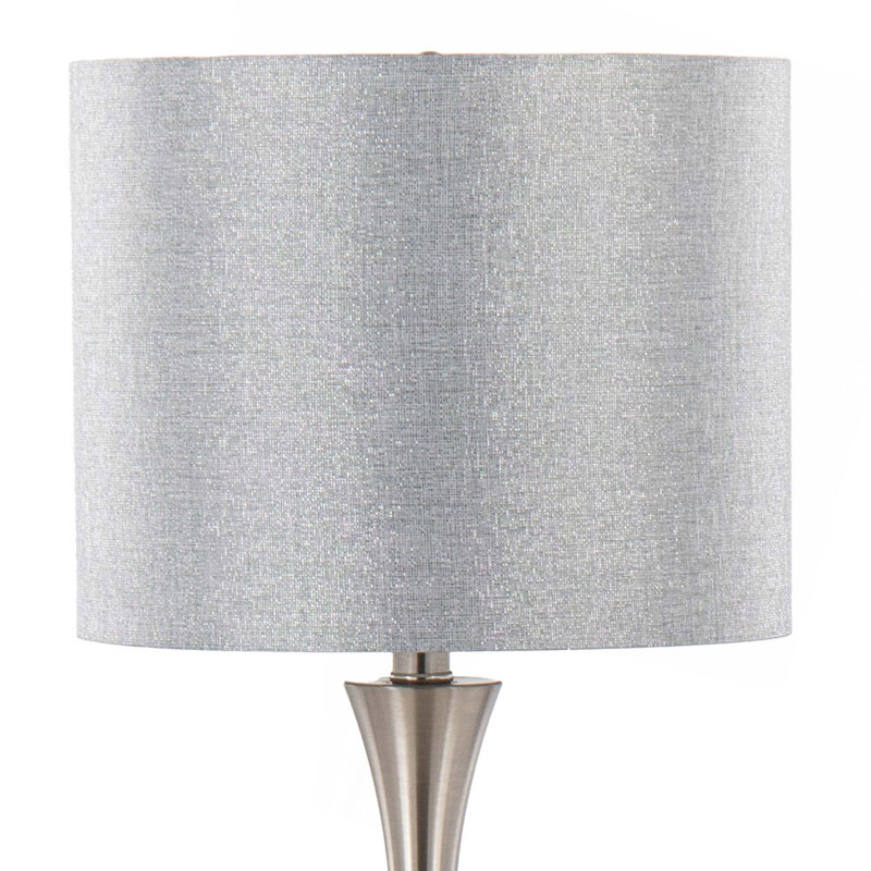 Lampe de table contemporaine en métal brossé 24 "en nickel brossé avec fil métallique argenté Lenuxe de Grandview Gallery - ensemble de 2
